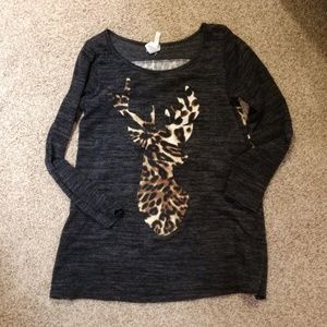 ⭐BOGO⭐  Deer with Leopard Print Boutique Top